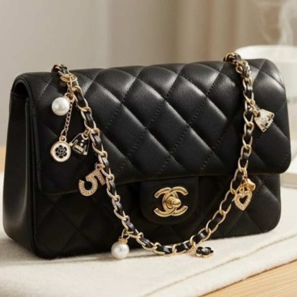 Fashion purse/bag charm strap keychain with charms